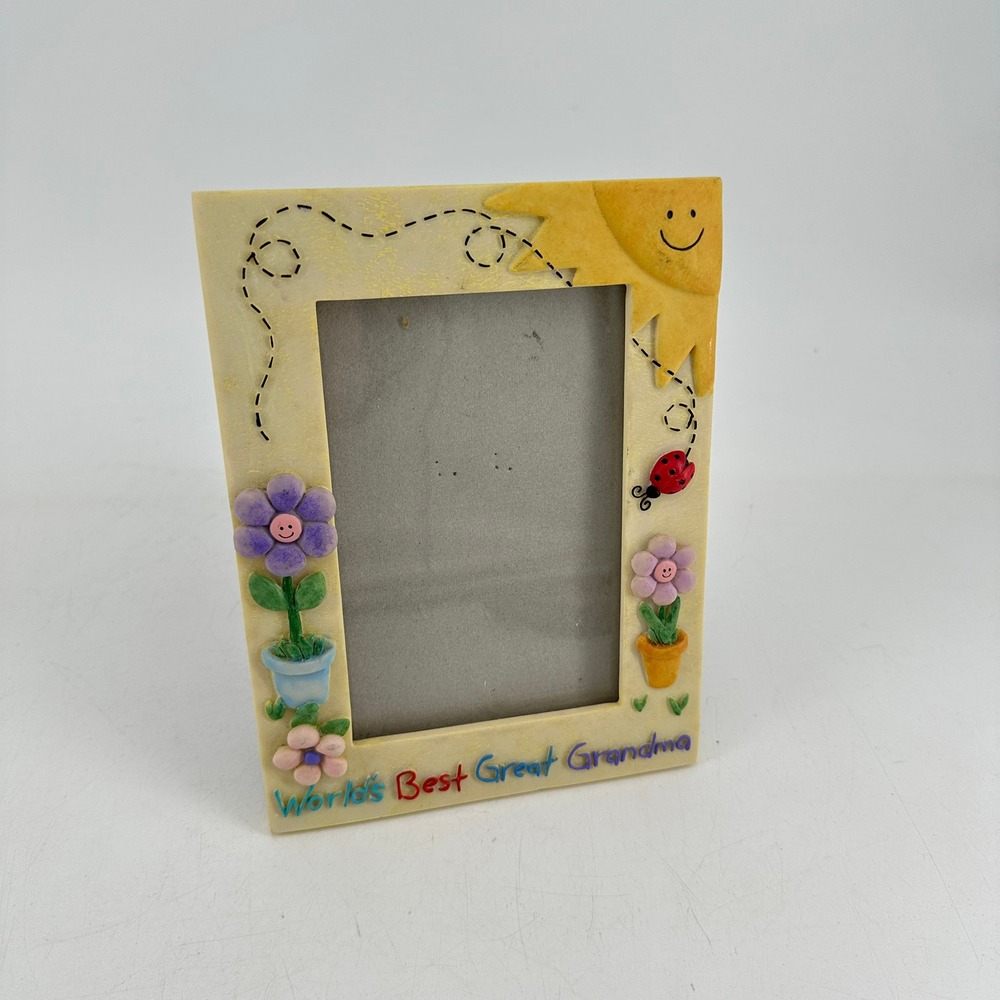 Russ Berrie Worlds Best Great Grandma Picture Frame Hand Painted Floral  27039